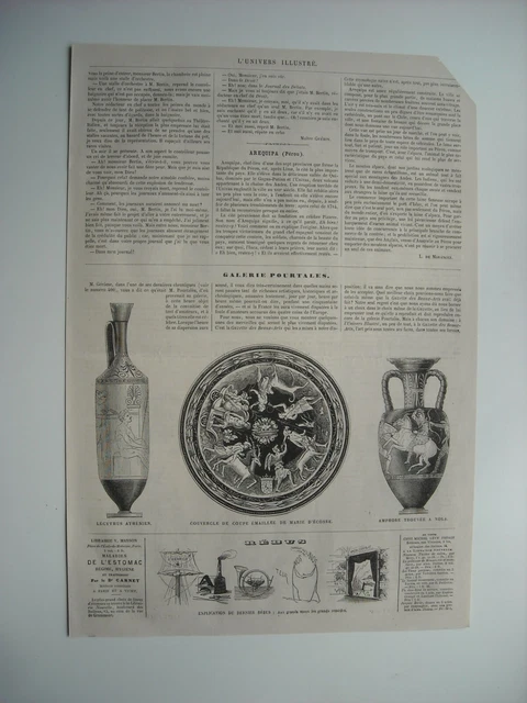 Gravure 1865. Galeries Pourtales. 7 Gravures Avec Explicatif. Leonard De Vinci..