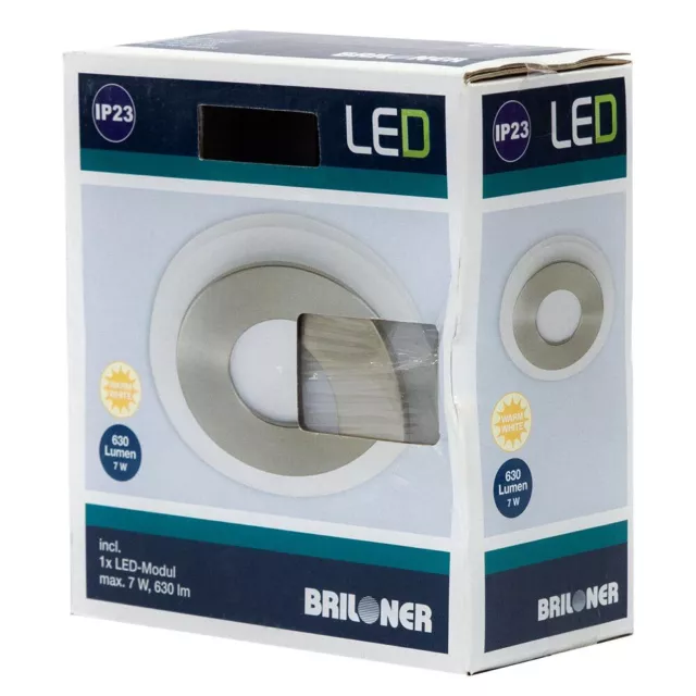 Briloner LED Einbauleuchte rund Nickel matt IP23 7W 630lm warmweiß schaltbar