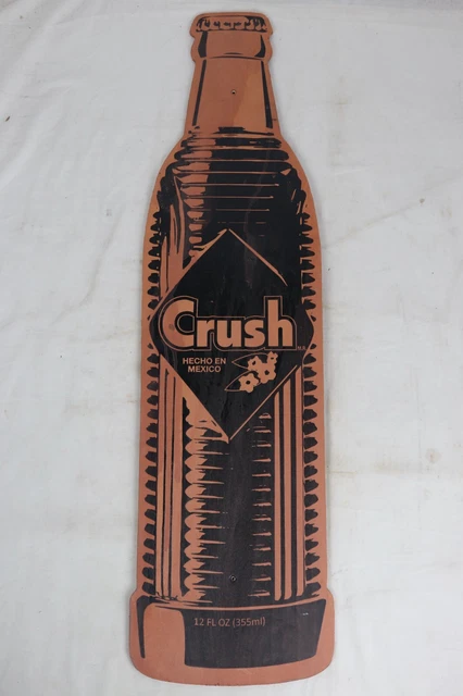 Crush Orange Soda Pop Plywood Sign Advertising Piece Bottle Shaped - 35" x 9.75"