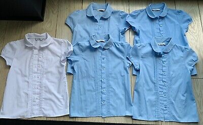 Le ragazze 5x manica corta School Uniform shirts bundle George Età 6-7, 7-8 anni