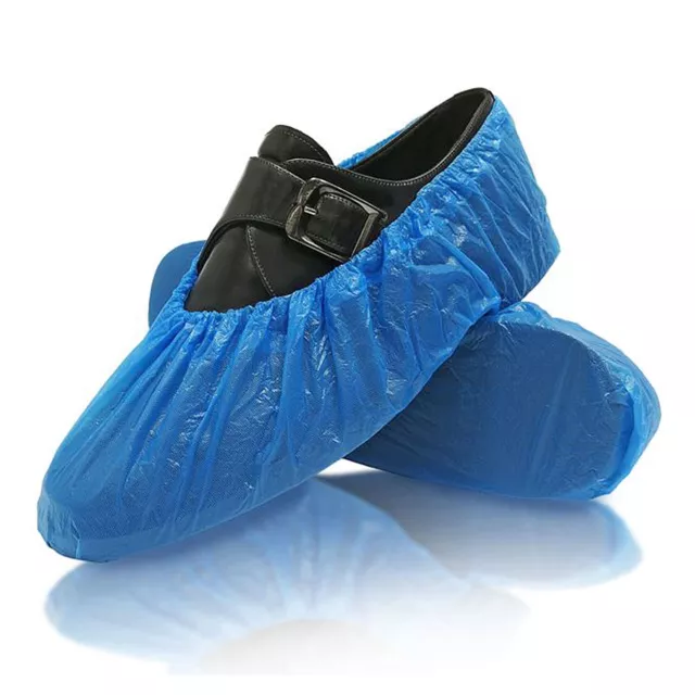 Disposable BLUE Plastic Over Shoes 100 Shoe Boot Safety Covers Carpet Protectors