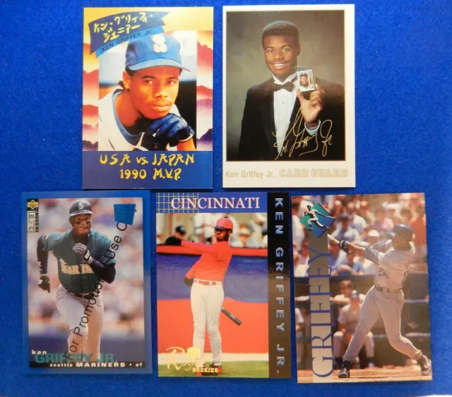 💎Lot of 5 KEN GRIFFEY Jr. Promo Baseball Cards,Rookie,Collectors Choice, etc.NM