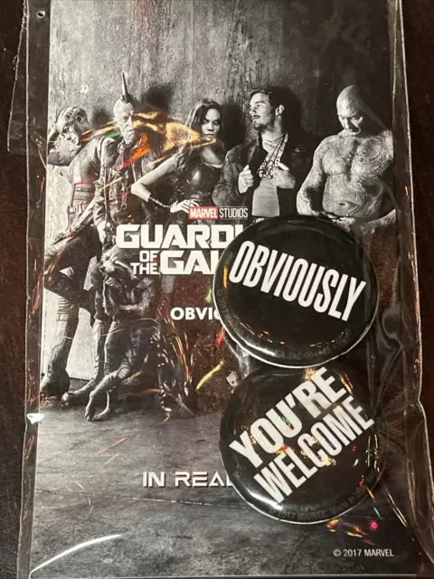 Guardians of the Galaxy Vol. 2 Theater Button Pins "Obviously"& "You're Welcome"