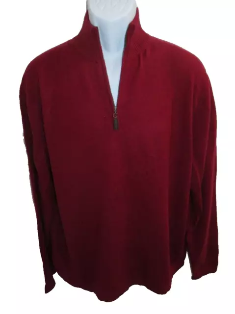 Daniel Bishop 100% Cashmere Darker Red 1/4 Zip Sweater Men's L