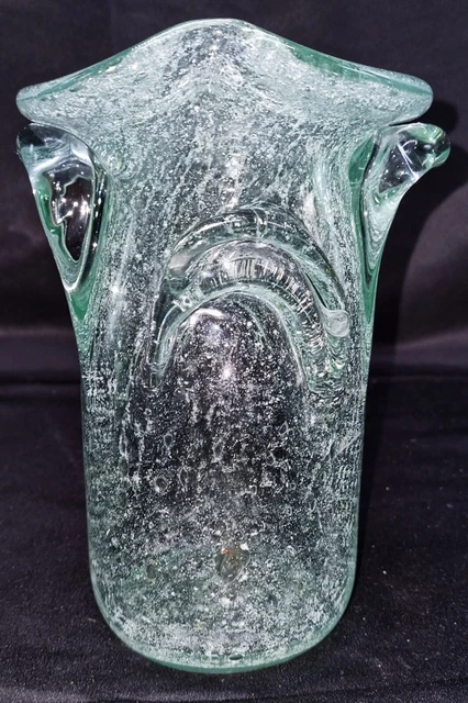 Vase vintage années 70 grès émaillé incisé parfait état signé rare pièce unique. Beige
