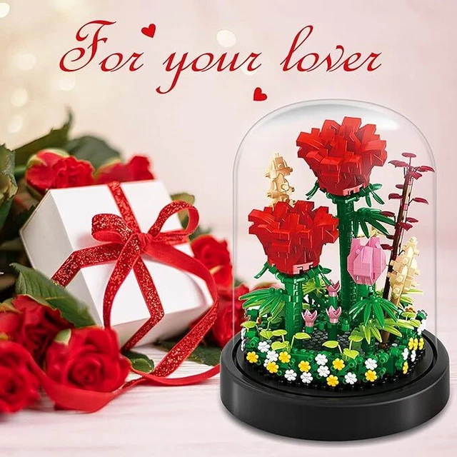 rose baustein ROTE ROSEN BLUMEN Micro Mini Baustein, Blumenstrauß Flower Bausteine