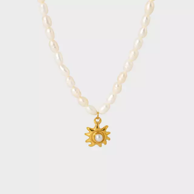 Collier pendentif tournesol perle or fleur femmes chaîne de bijoux de luxe