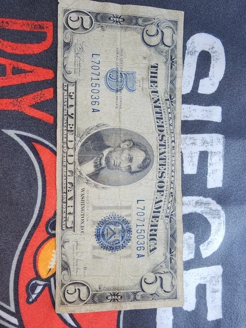 1934 Well Circulated Five Dollar ($5) Silver Certificate Bill - Buying 1 Note