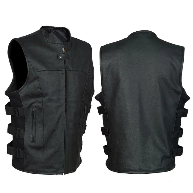 Gilet Motard Homme Cuir Agneau Véritable Jaune – Abez Fashion – Sans Manches, YKK