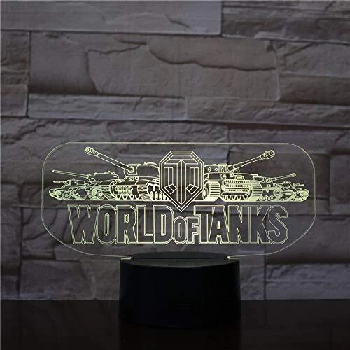 LED Nachtlicht Mit World Of Tanks Logo – Farbwechsel, USB/Batteriebetrieb, 3D-Effekt Dekolampe