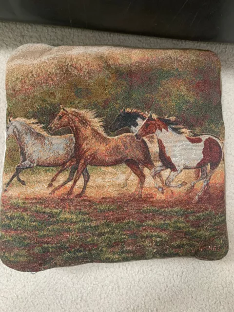 C. Cummings Wild Running Horses Mohawk Home Tapestry Pillow