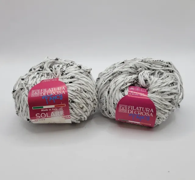 Lote de 2 bolas de algodón italiano blanco gris blanco filatura di crosa 50 g