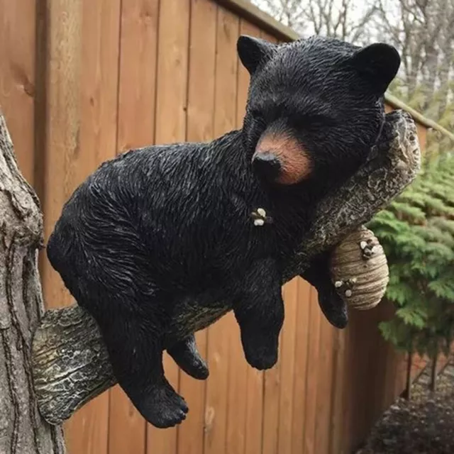 Bear Cub Tree Hugger Garden Decor Black Bear On A Tree Creative Cute for Outside