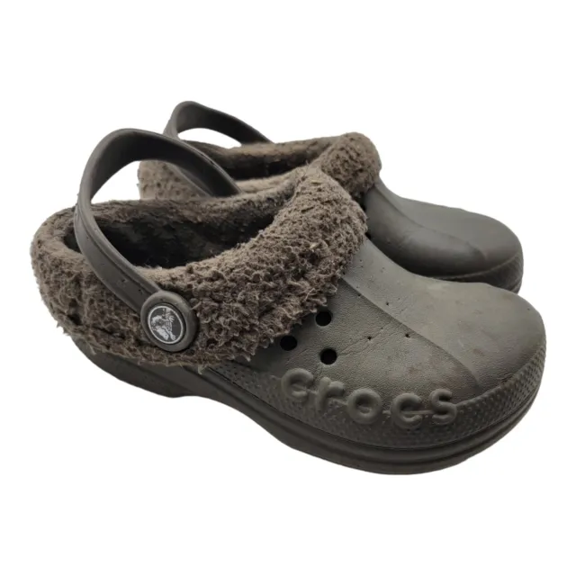 Crocs Girls Toddler Size 12C/13C Shoes Faux Fur Sherpa Sheep Lined Clogs Brown