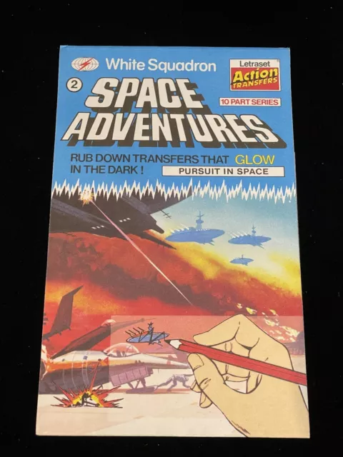 Vintage SPACE ADVENTURES 2 PURSUIT IN SPACE Letraset ACTION TRANSFERS White USED