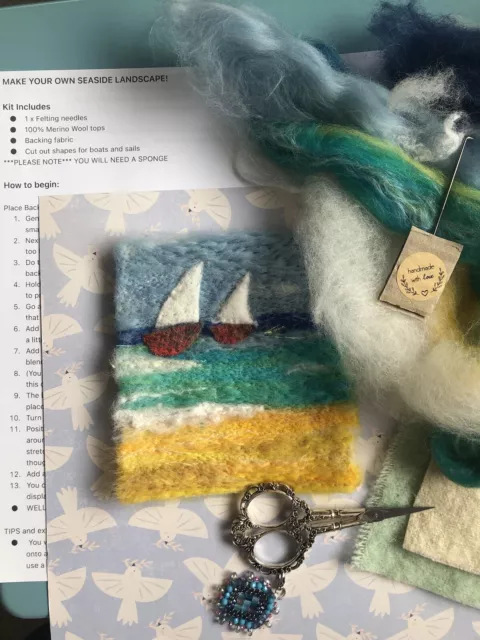 Kit de fieltro fácil para principiantes artesanía hágalo usted mismo paisaje costero instrucciones completas