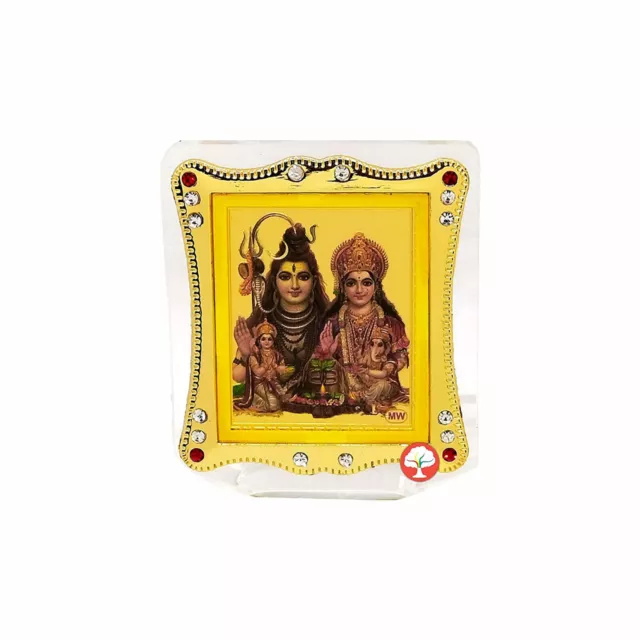 Indian traditional Acrylic Gold Plated Shiv Parivar Car Dashboard for home decor