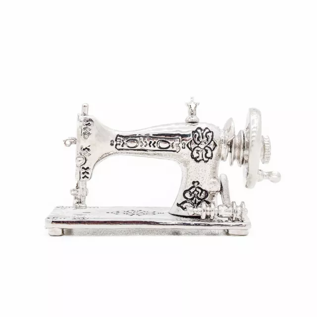1:12 Miniature Metal Table Sewing Machine Silver Vintage Dollhouse Decor Gift