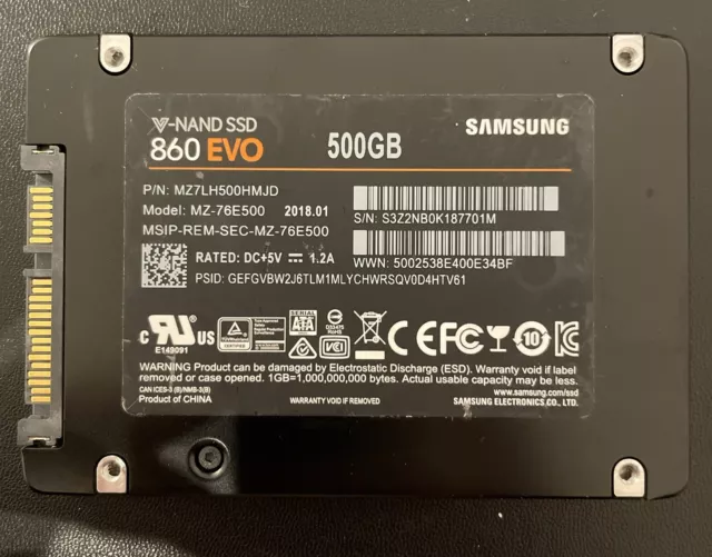 Samsung Mz-76e500 500 GB 860 EVO SATA III 64l V NAND Solid State Drive SSD