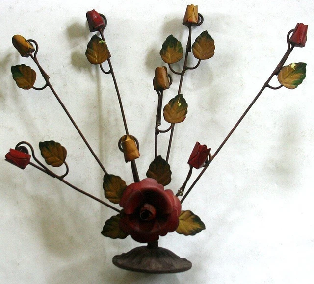 Antique Brass Metal Victorian Picture Card Postcard Holder Roses Leaves