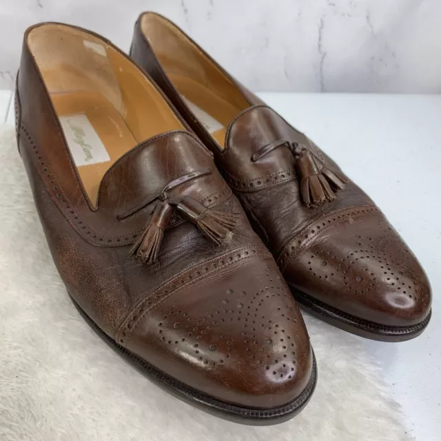 Mezlan Havana Leather Cap Toe Tassel Loafer Slip On Sz 10.5 M Dress Shoes Mens