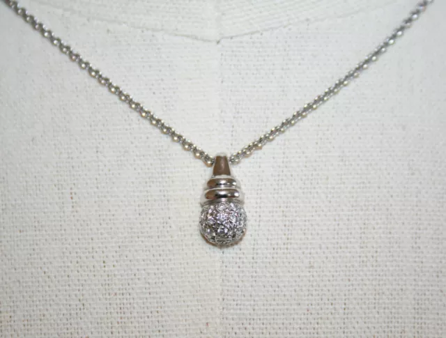 Movado 750 18K White Gold Diamond Pendant Chain Necklace 16" 8.4 Grams Movado 750 18K White Gold Diamond Pendant Chain Necklace 16" 8.4 Grams