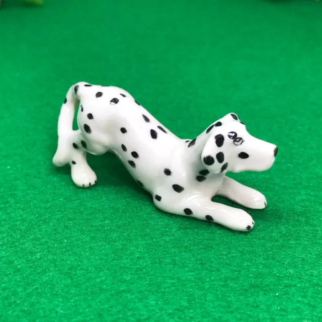 Tiny Dalmatian Miniature Figurine Ceramic Handmade Collectible Decor Home Doll 3