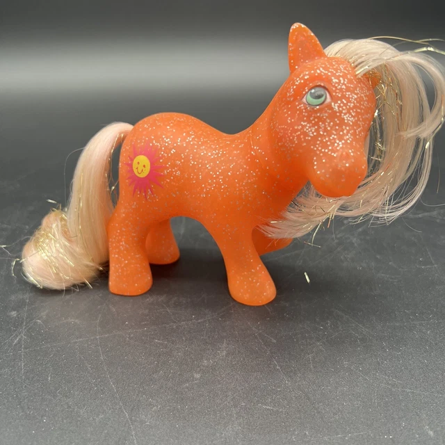 VINTAGE MY LITTLE Pony G1 “Sunspot Sparkle” Ponies 1984 Orange Glitter