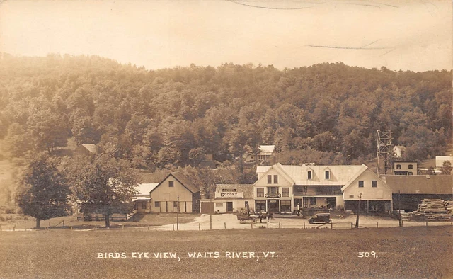 Waits River Vermont Bird's Eye View Of Town, Real Photo Vintage Postcard U9279