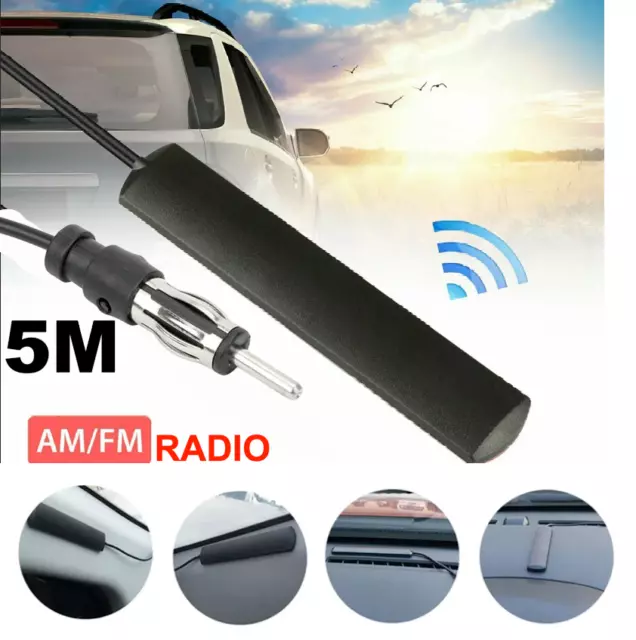 Car Auto Stereo FM Radio Antenna 5M Aerial Glass Window Mount Windscreen