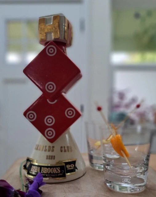 RETRO RED HAROLD’S CASINO DICE DECANTER - Unique colorful decor item - empty
