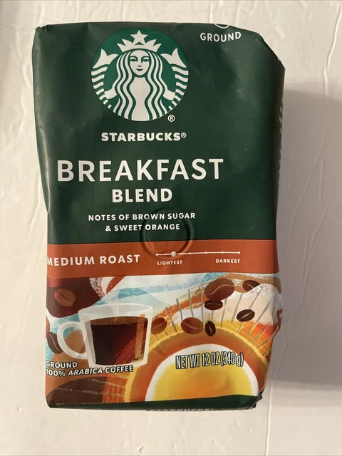 STARBUCKS BREAKFAST BLEND 100% arabica ground Coffee Medium Roast 12 oz ...