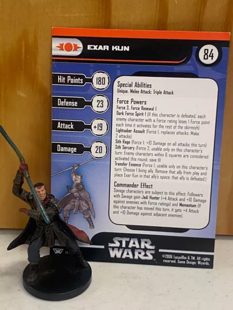 Star Wars Miniatures Exar Kun 13/60 Champions of the Force w/ card