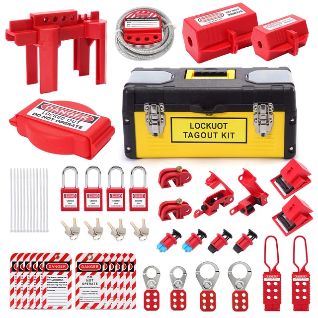 Lockout Tagout Kit Safety Padlocks Hasp Breaker Loto Valve Tags Out Set