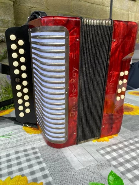 Lovely Hohner Double Ray Black Dot Button Accordion in B/C