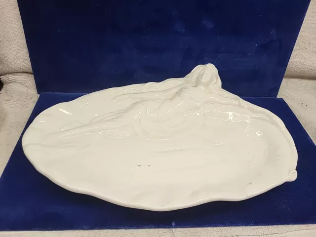 A Company of Friends White Art Nouveau Majolica Glazed Ceramic Woman Platter
