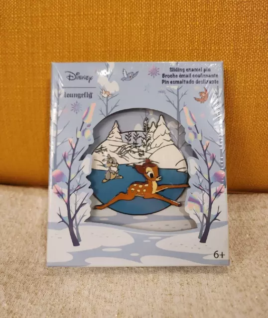 Loungefly Disney Bambi & Thumper On Ice Skating Sliding 3" Enamel Pin LE NEW