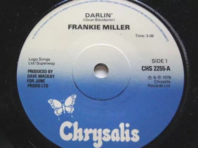 Frankie Miller Darlin' 7" Chrysalis CHS2255 EX 1978 Darlin'/Drunken Nights In Th