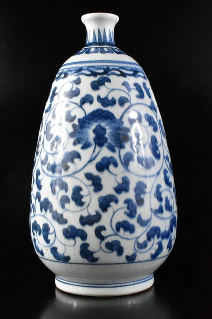M2399:XF Chinese Blue&White Flower Arabesque Muffle painting FLOWER VASE Ikebana