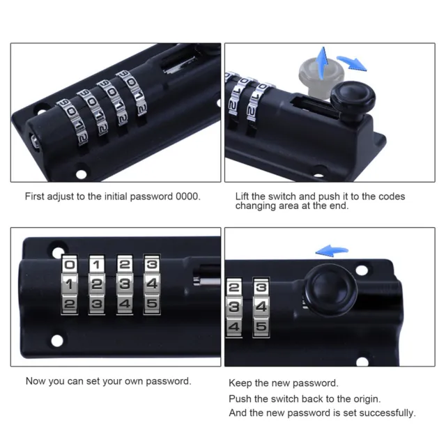 Combination Locking Bolt Metal Coded Latch Lock Easy Setting 4 Digit For Door