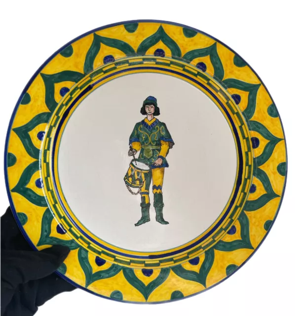 Ceramic Dinner Plate 11” Bruco Palio di Siena Contrade Majolica Italy Drummer
