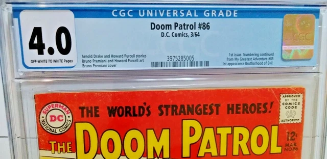 Dc Doom Patrol #86 Cgc 4.0 Off Wh/Wh Pgs 3/64 1St App Of Brotherhood Of Evil 2