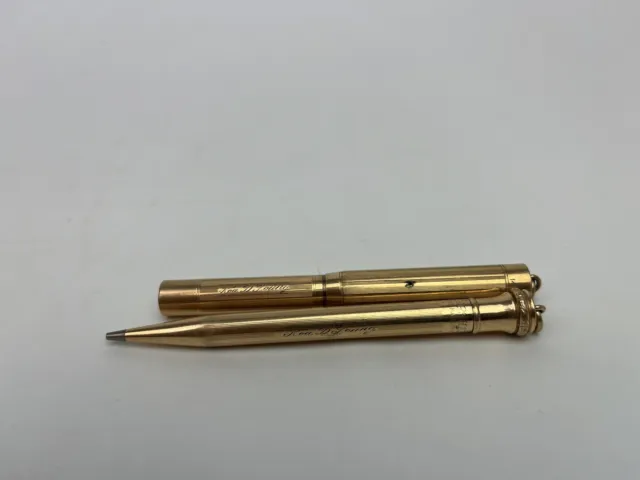 Antique 1904 Gold Filled Lever Filler Fountain Pen with No. 2 Nib & Pencil GF