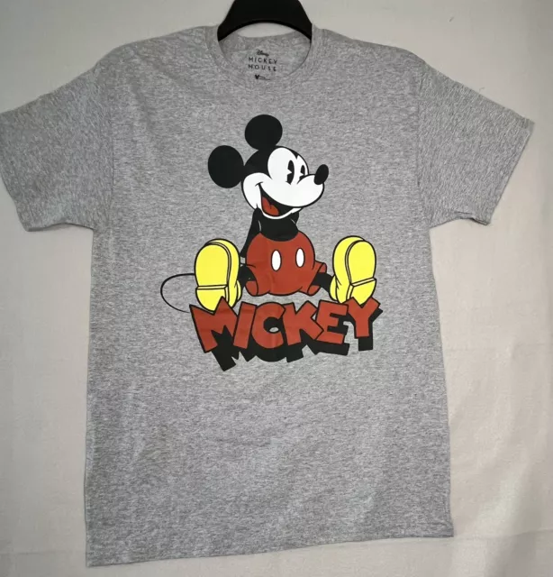 Disney Mickey Mouse Womens Short Sleeve T-Shirt Size Medium Graphic Top Grey