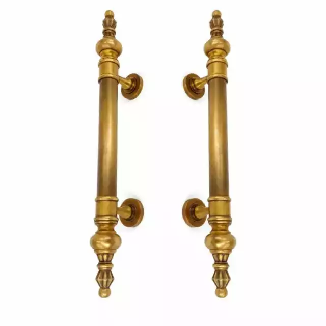 2 large 50cm DOOR handle pull solid SPUN aged brass old style hollow 18 "B