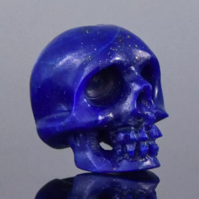 12.65mm Lapis Lazuli Human Skull Bead Carving Afghanistan Vertical Drilled 1.75g