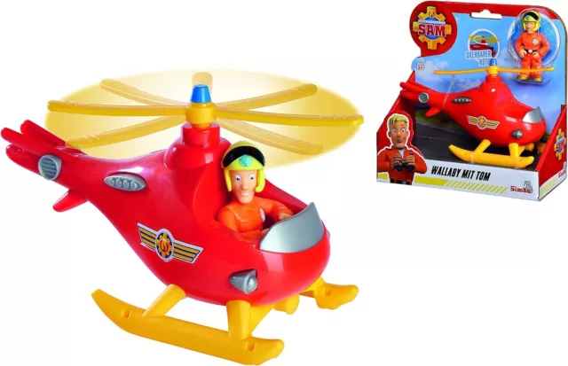 Sam El Bombero Playset Helicóptero Incendios Wallaby Con Figura De Tom