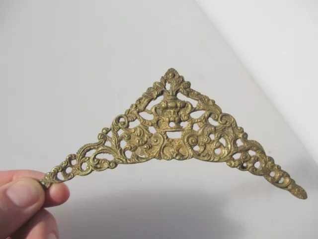 Vintage Brass Furniture Ormolu Hardware Clock Mount Gold Gilt Rococo Urn Old