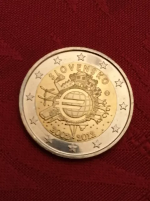 Pièce 2 Euros Slovaquie 2012 Neuve "10 ans de l'Euro"