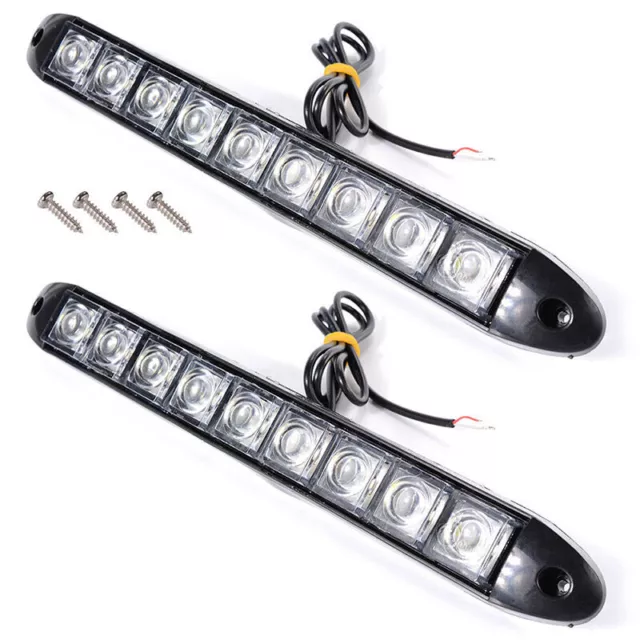 2Pcs 9 LED Car Daytime Running Lights DRL Front Fog Daylight Indicator Lamp 12V